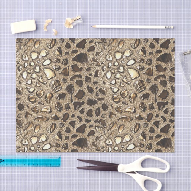 Papier Mousseline Spots métalliques Leopard Or (Artisanat)
