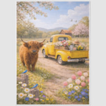 Springtime Highland Cow