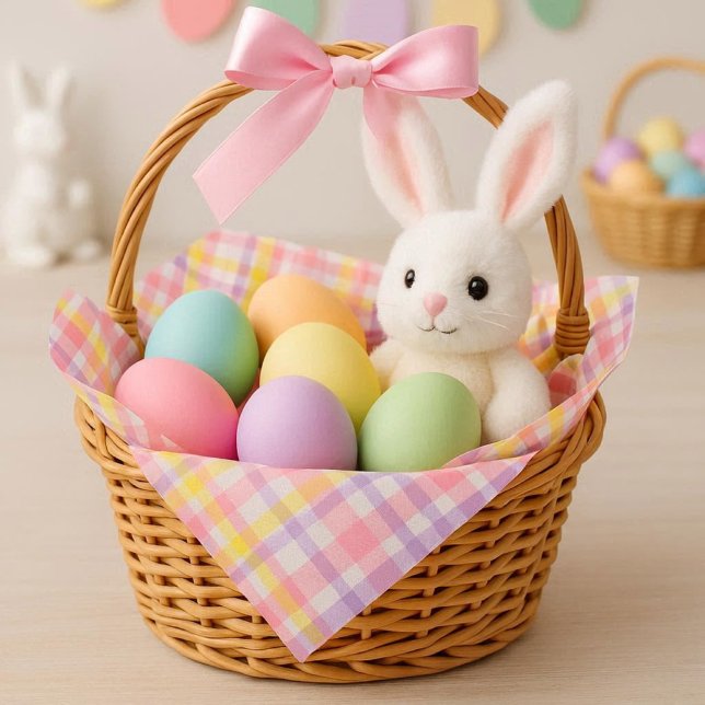 Papier Mousseline Springtime Pink Lavender Plaid  (Line your woven baskets with this tissue paper - a lovely alternative to Easter grass!)