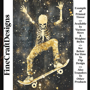Papier Mousseline Squelette de skateboard cool grunge découpage AK2