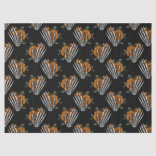 Papier Mousseline Squelette floral orange mains sur la page de décou
