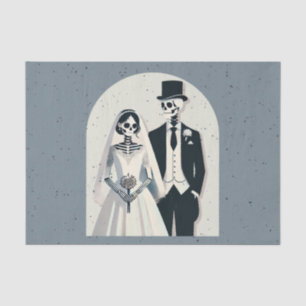 Papier Mousseline Squelette Gris Tacheté Halloween Gothique Mariage