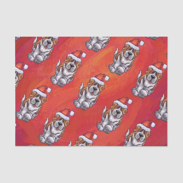 Papier Mousseline St Bernard en Motif Casquette sur rouge (Recto)