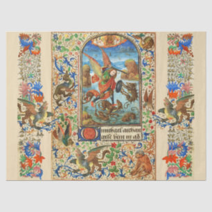 Papier Mousseline ST. MICHAEL ARCHANGEL ET DRAGON Miniature flamande