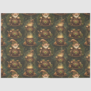 Papier Mousseline St Patrick Gnome Magic Cauldron Bois foncé