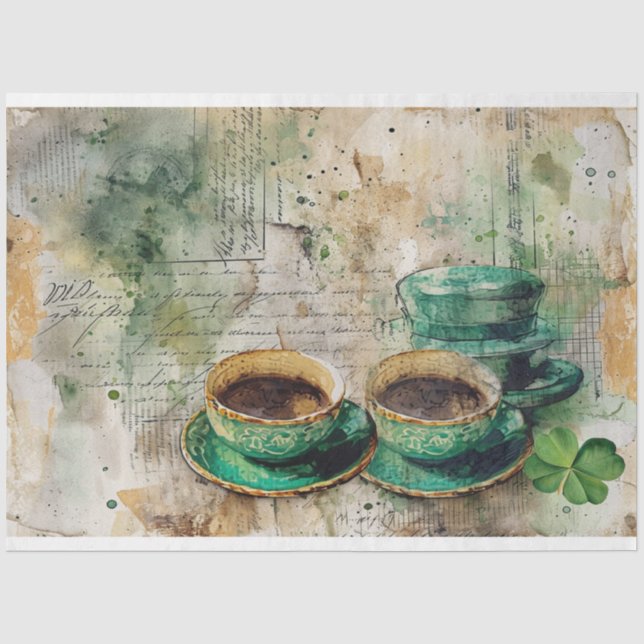 Papier Mousseline St Patrick Shamrock de café Vibe Collage Harmonie (Recto)