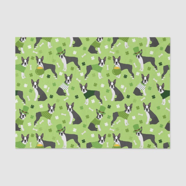 Papier Mousseline St. Patrick's Day Boston Terrier (Recto)