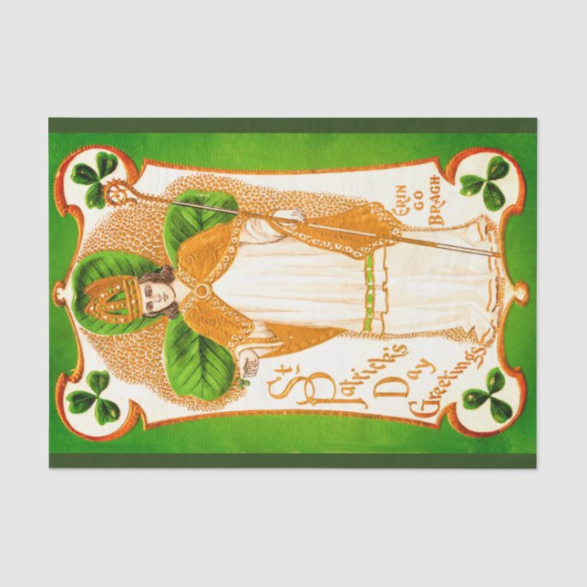 PAPIER MOUSSELINE ST. SHAMROCKS VERTS ET TRINITÉ DE LA JOURNÉE DE PA (Recto)