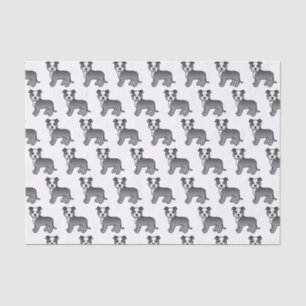 Papier Mousseline Staffie bleu et blanc Motif de chien de dessin ani
