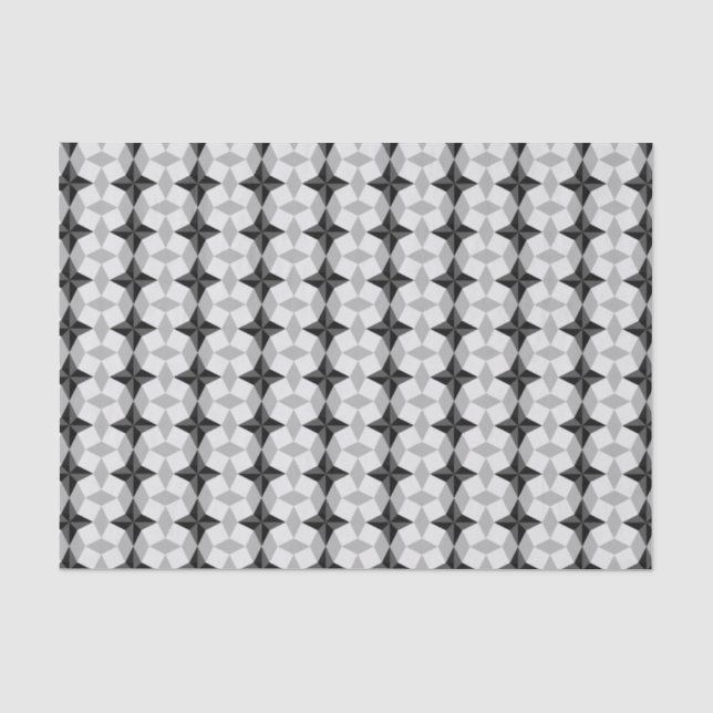 Papier Mousseline Starbust noir et gris et Motif Rhombus (Recto)