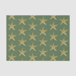 Papier Mousseline Starfish Beach Coast Christmas Seashell Gold Green