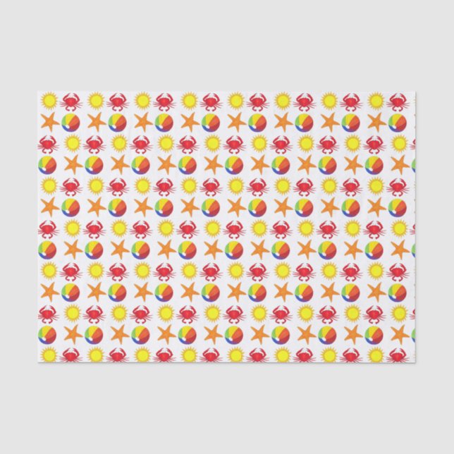 Papier Mousseline Starfish Crab Beachball Summer Sunshine Beach (Recto)