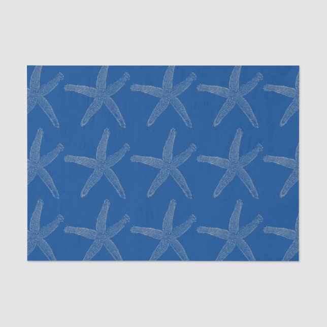 Papier Mousseline Starfish Motif Beach Côtier Marine Bleu Personnali (Recto)