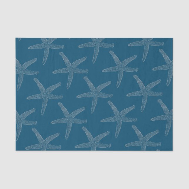 Papier Mousseline Starfish Motifs Plage Côte Océan bleu Personnalisé (Recto)