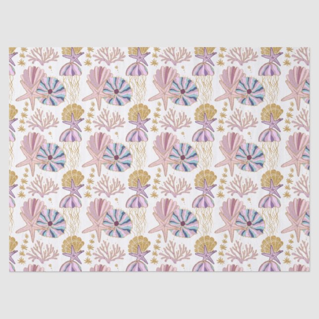 Papier Mousseline Starfish Seashell Blue Purple Naupage Découpage ma (Recto)