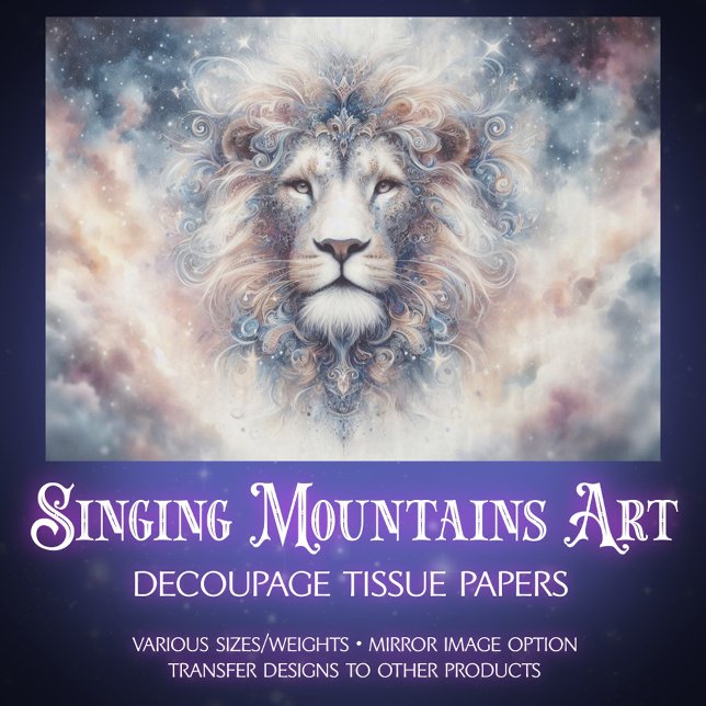 Papier Mousseline Starlit Majesty Royal Lion Decoupage (Créateur téléchargé)