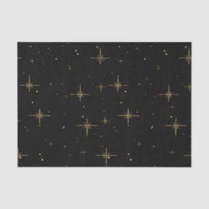 Papier Mousseline Starry Holiday Tissue Paper - Noir avec Gold Star