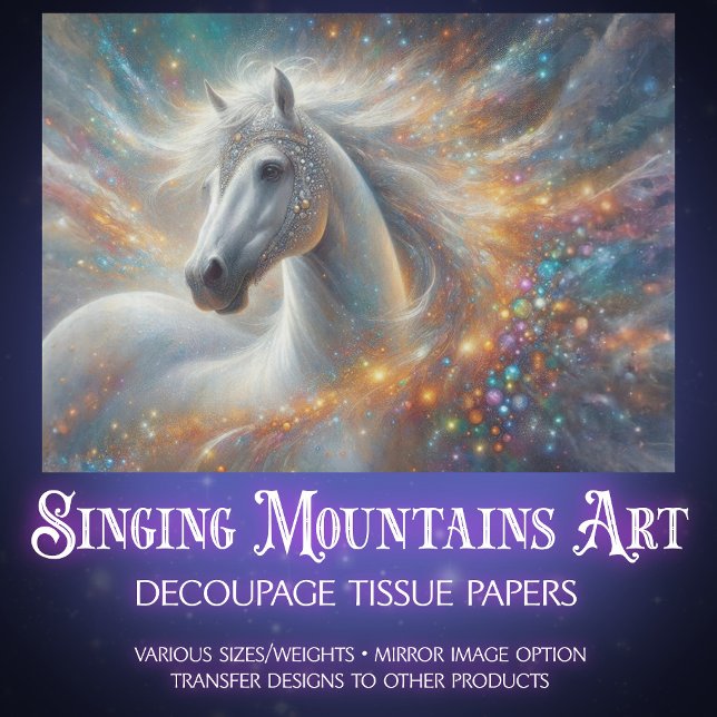 Papier Mousseline Starry White Horse Fantasy Craft Decoupage (Créateur téléchargé)