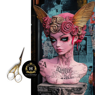 Papier Mousseline Statue de Gargouille Gothique Rose Découpage