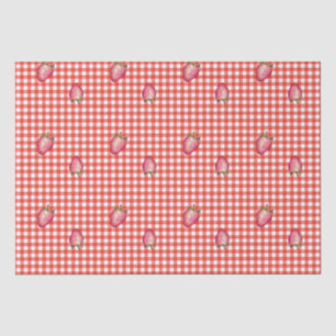Papier Mousseline Stawberry Barn En vichy rouge