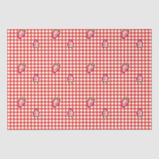 Papier Mousseline Stawberry Barn En vichy rouge (Recto)