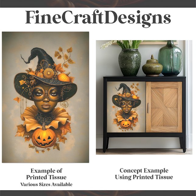 Papier Mousseline Steampunk African American Witch F6L Decoupage (Créateur téléchargé)