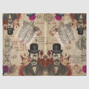 Papier Mousseline Steampunk Anglais Hommes et Horloges