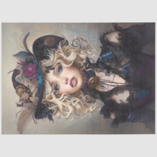 Papier Mousseline Steampunk Blonde-Lady Cogsworth Decoupage