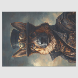 Papier Mousseline Steampunk Chien berger allemand en haut du chapeau