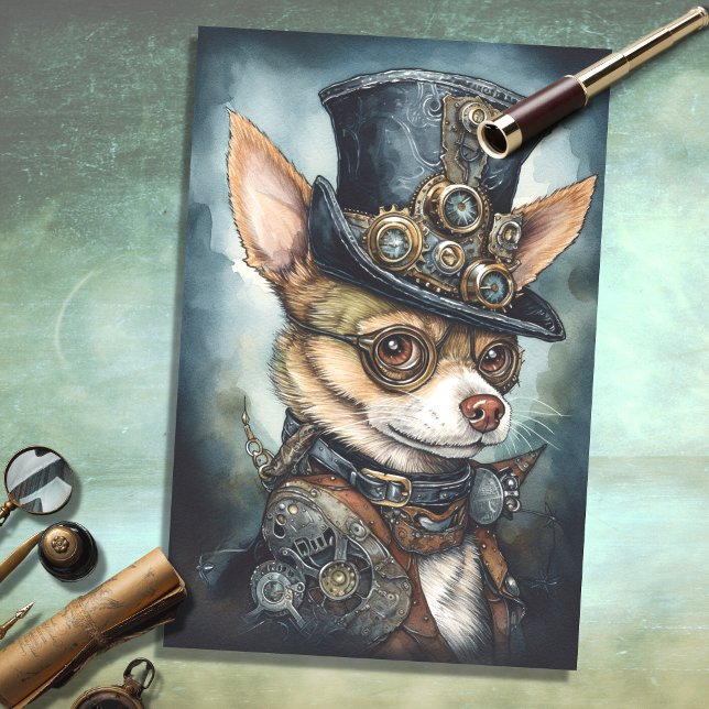Papier Mousseline Steampunk Chihuahua 1 papier découpage (Créateur téléchargé)
