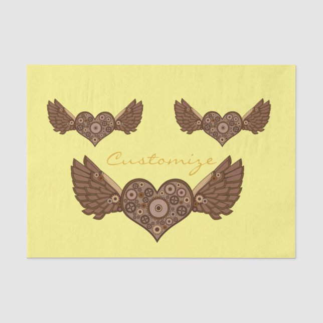 Papier Mousseline Steampunk Coeur ailé avec engrenages Thunder_Cove (Recto)