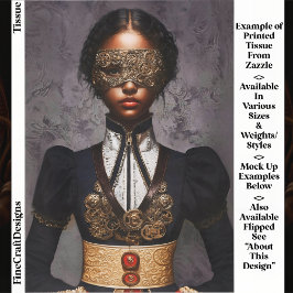 Papier Mousseline Steampunk Dark Skin Woman In Mask EM4L Decoupage