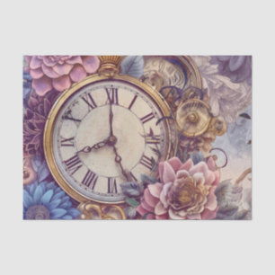 Papier Mousseline Steampunk floral