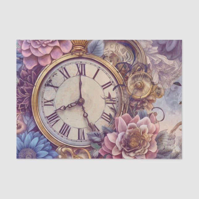 Papier Mousseline Steampunk floral (Recto)