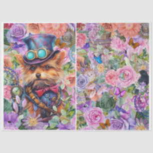 Papier Mousseline Steampunk Floral Pup avec arrière - plan supplémen