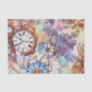 Papier Mousseline Steampunk Floral Retro