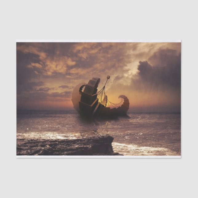 Papier Mousseline Steampunk Fractalscape, un navire pour toute desti (Recto)