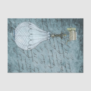 Papier Mousseline Steampunk Hot Air Balloon Dusk Blue écriture manus