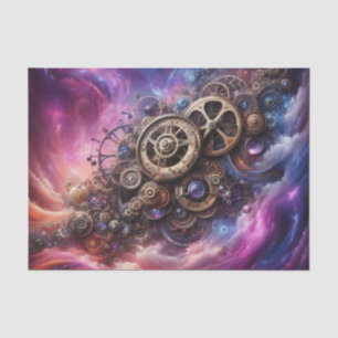 Papier Mousseline Steampunk Industrial Clocwork Purple and Pink