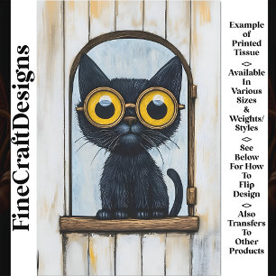 Papier Mousseline Steampunk Kitten + Découpage AQ1 Bois en détresse
