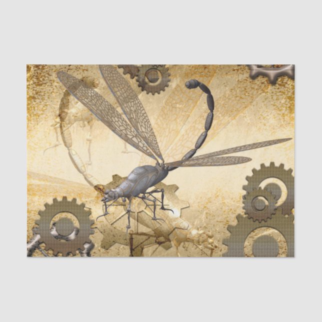 Papier Mousseline Steampunk, libellules merveilleuses de vapeur (Recto)