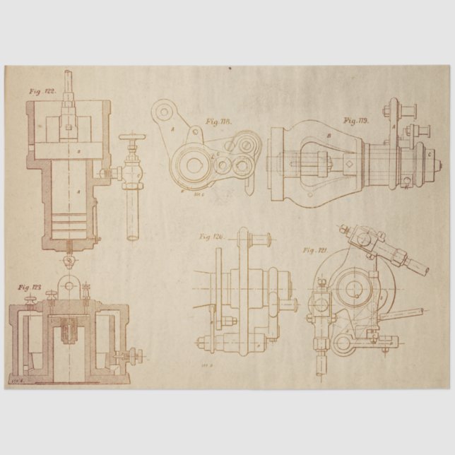Papier Mousseline Steampunk mécanique série de conception #2 (Recto)