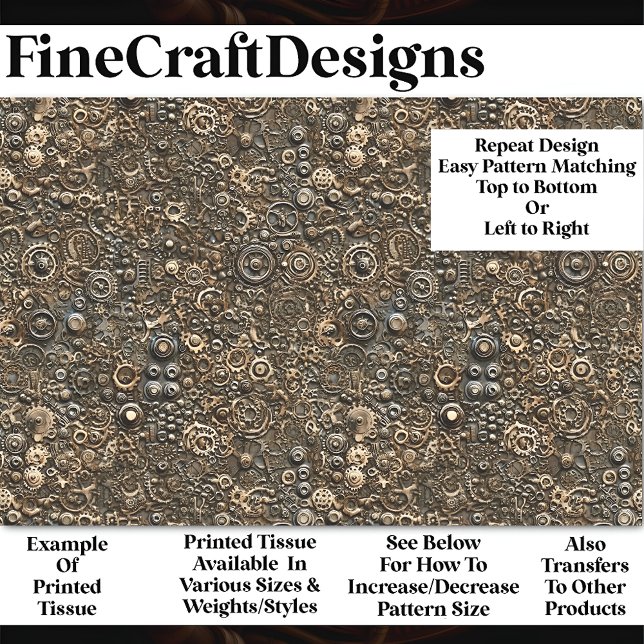 Papier Mousseline Steampunk Motif mécanique rouille BM9 Découpage (Créateur téléchargé)