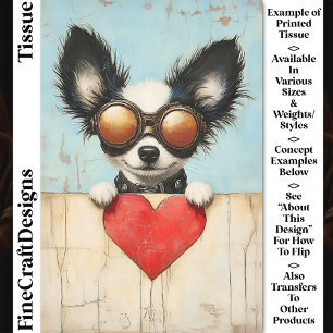 Papier Mousseline Steampunk Papillon Chien & Coeur Rouge CQ3 Découpa