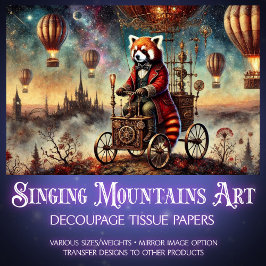 Papier Mousseline Steampunk Red Panda Balloon Voyage Découpage
