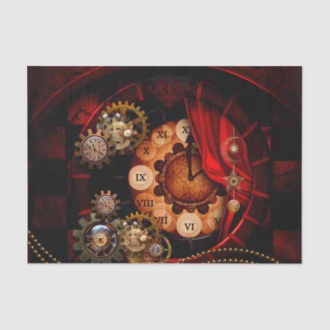Papier Mousseline Steampunk, rouages merveilleux (Recto)