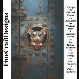 Papier Mousseline Steampunk Souris Blanche & Coeur Rouge BQ1 Découpa