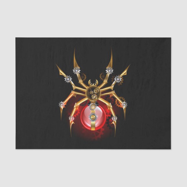 Papier Mousseline Steampunk spider on black (Recto)