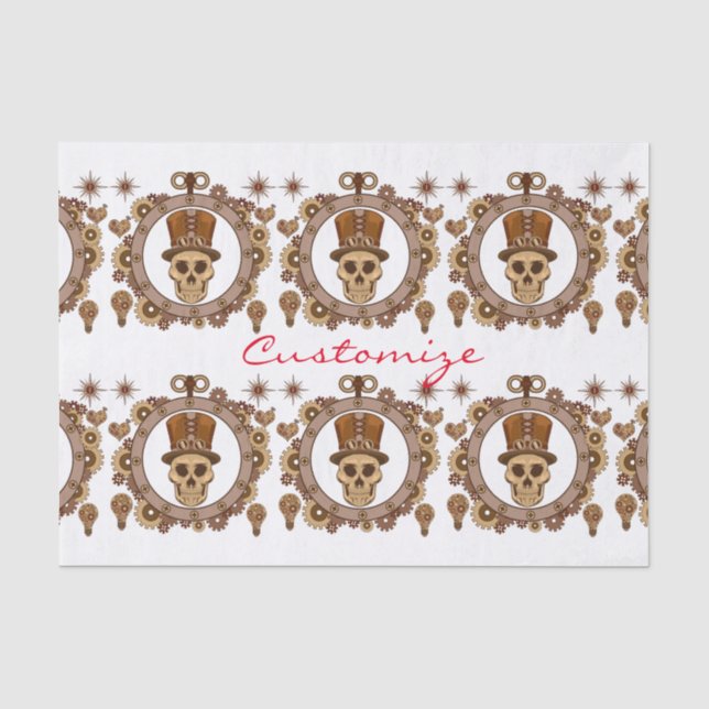 Papier Mousseline Steampunk Thème Top Hat Skull Thunder_Cove (Recto)
