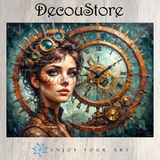 Papier Mousseline Steampunk Timekeeper Portrait Decoupage (Créateur téléchargé)
